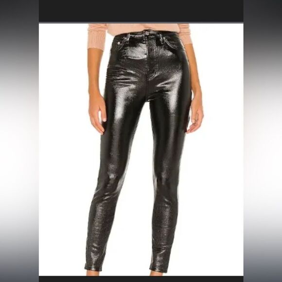 We The Free Pants - We the Free People black high rise waist faux vegan leather jeans pants 28
